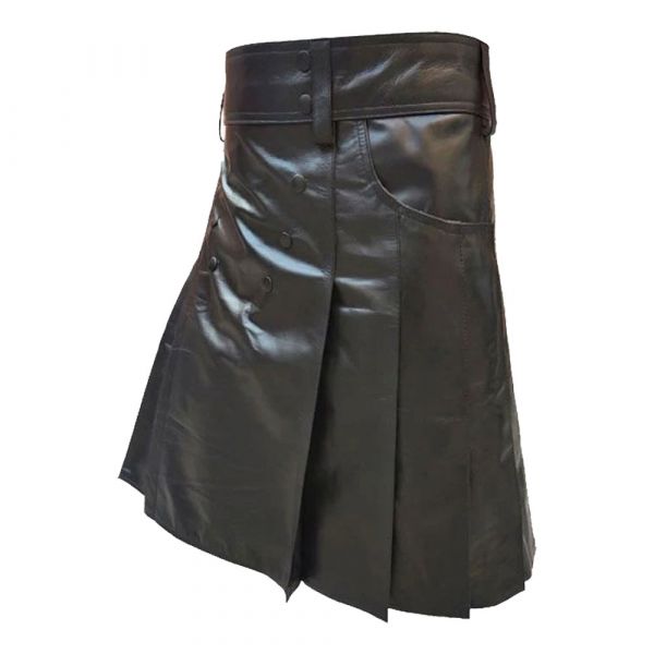  Modern Black Leather Kilt For Men