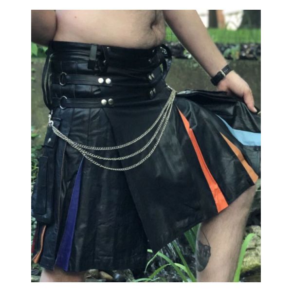Rainbow Real Leather Kilt