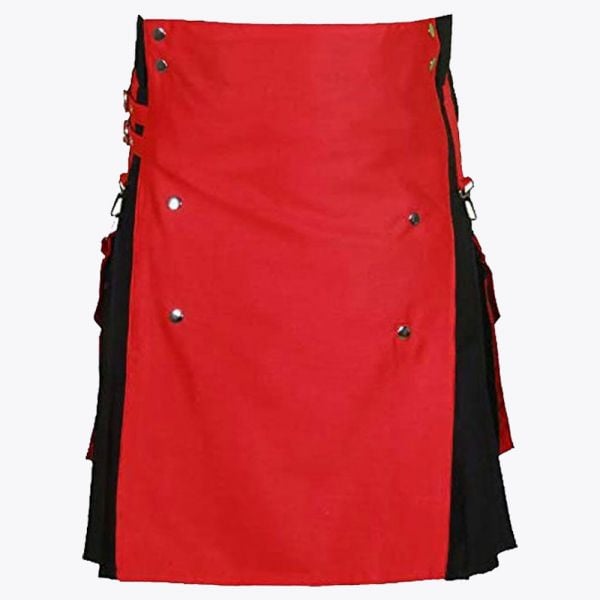 Red And Black Hybrid Kilt For Men
