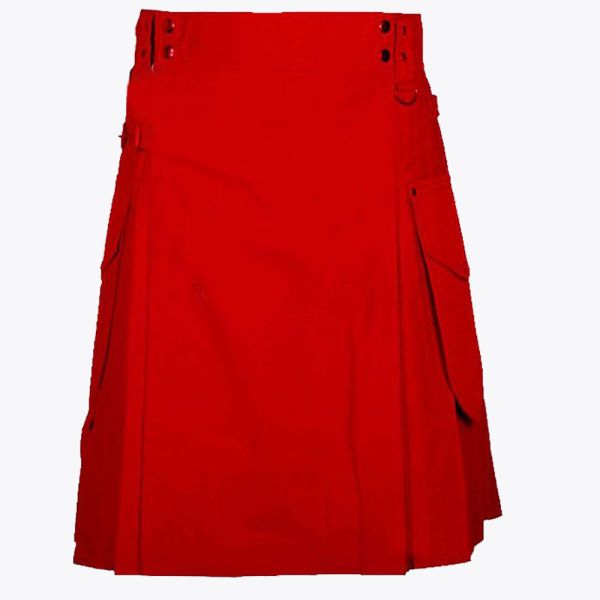 Red Utility Kilt For Men
