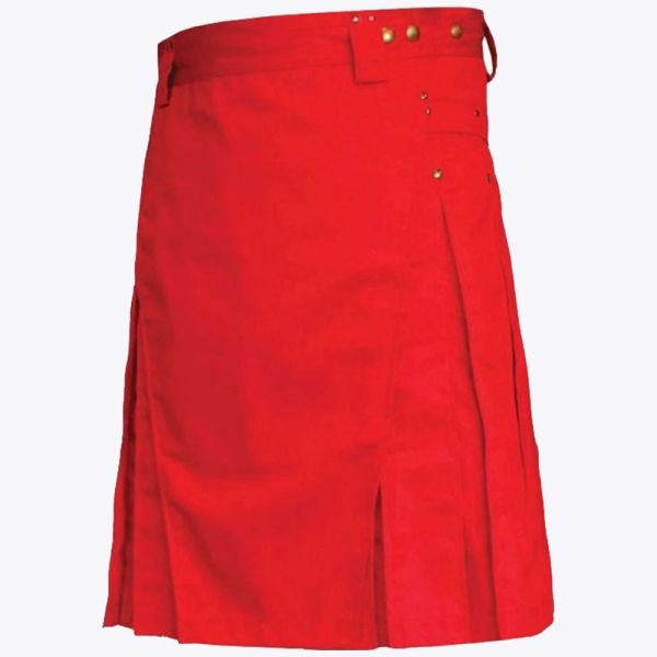 Red Color Mens Utility Kilt