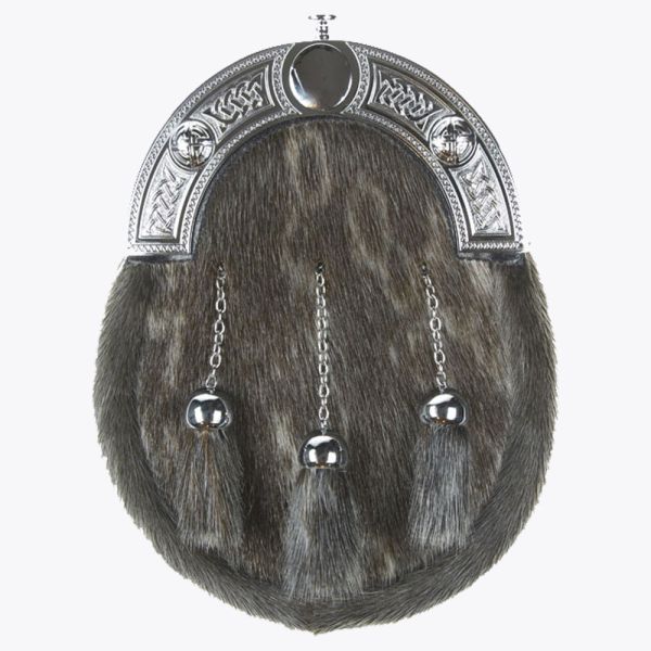Seal Skin Sporran With Grey Leather Targe

