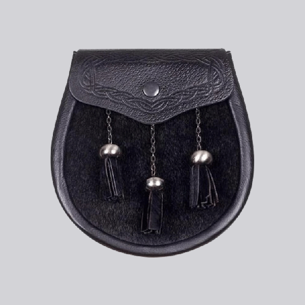 Semi Dress Black Calfskin Celtic Design Sporran