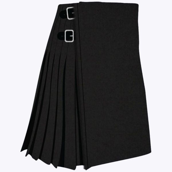 Solid Black Modern Tartan Kilt 