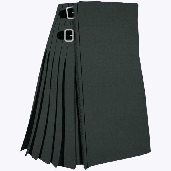 Solid Black Weathered Tartan Kilt 