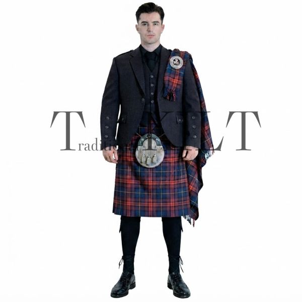 Spirit of the Clyde Tartan with Charcoal Argyll Jacket Kilt Outfit