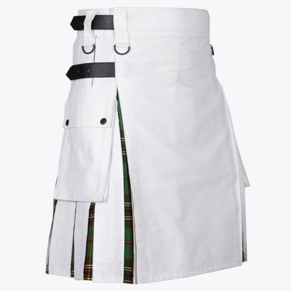 Royal Stewart Tartan & White Cotton Hybrid Utility Kilt For Men