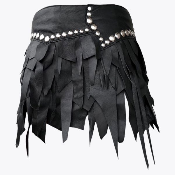 Warriors Black Leather Mini Kilt