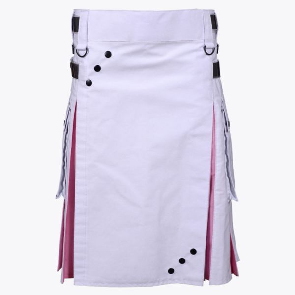 White & Pink Hybrid Utility Kilt