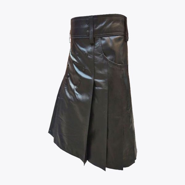 Xtylish Black Leather Kilt For Men
