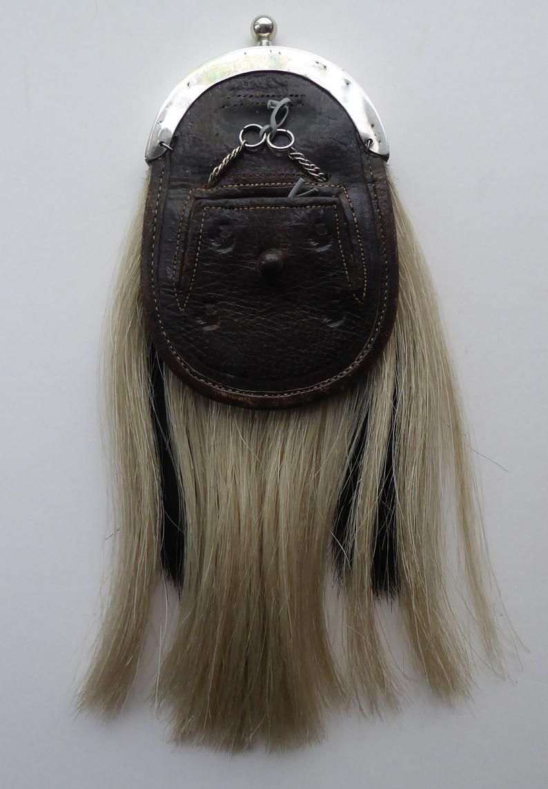 Original Long Horse Hair Scottish Dress Sporran - Genuine Leather, Adjustable Belt, Three Tassels - View #10