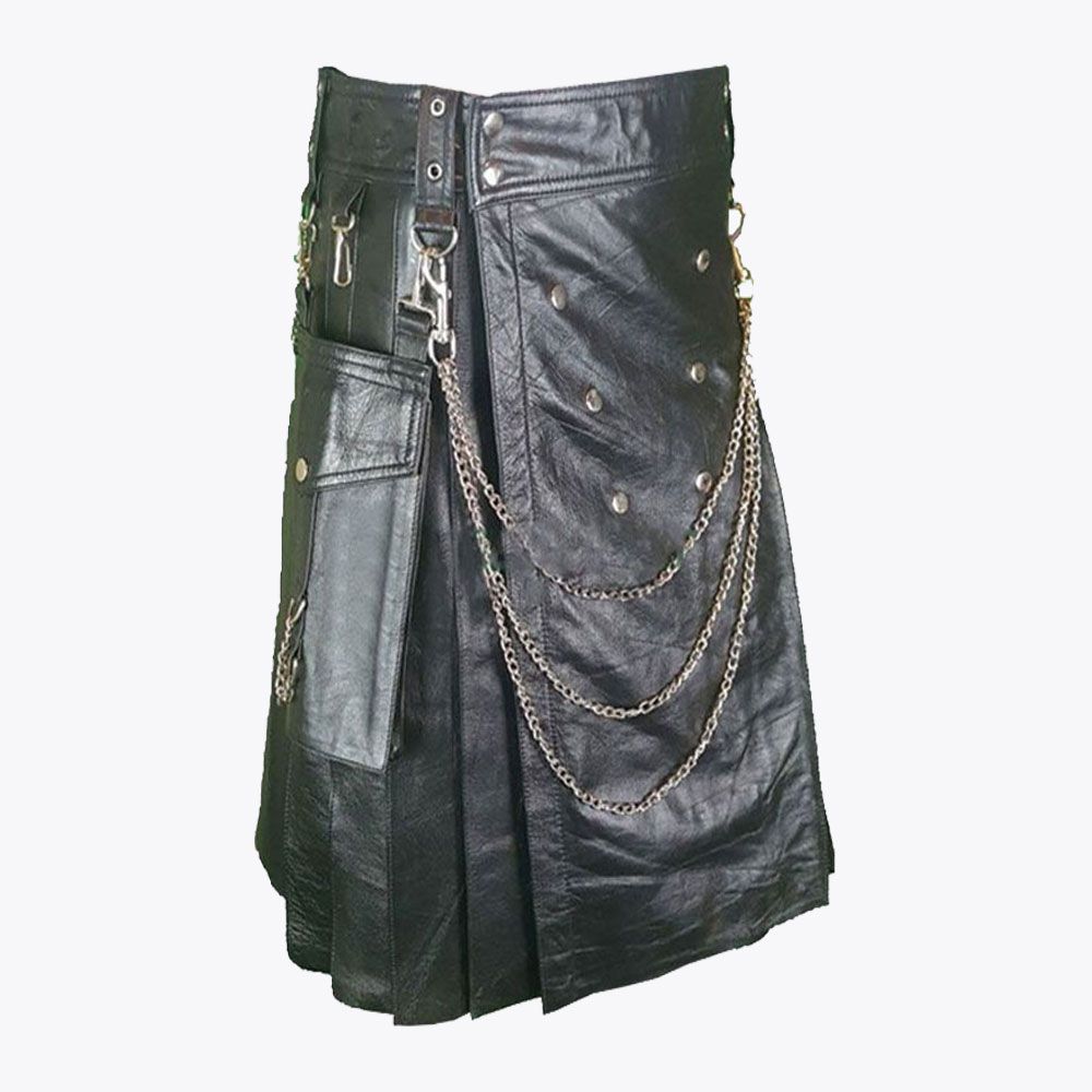 Black Leather Kilt -Top leather kilt-best tradional kilts